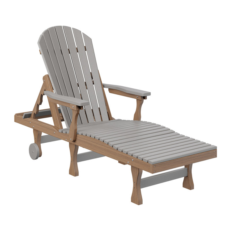 Berlin Gardens Comfo Back Chaise Lounge, Light Gray Top/Antique Mahogany Base