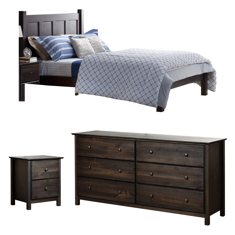 Ensemble de chambre à coucher avec lit plateforme 4 pièces shaker