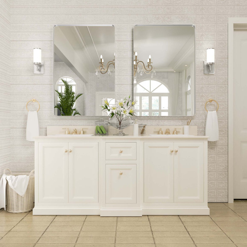 Morelock Metal Rectangle Bathroom Mirror Wall Mirrors, 36" x 24", Silver
