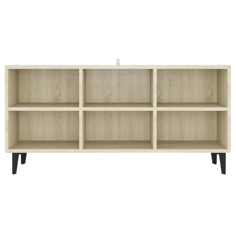 StowtheWold Unfinished TV Stand for TVs up to 43", Sonoma Oak/Black