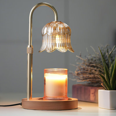 Lampe chauffe-bougie avec minuterie : Intensité et hauteur réglables, diffusion de la chaleur ajustables - Lampe chauffe-bougies en forme de fleur, sans flamme, pour bougies en cire - Décoration moderne pour la maison, le salon ou la chambre