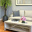 Faux Peony Arrangement in a Glass Vase-714086743