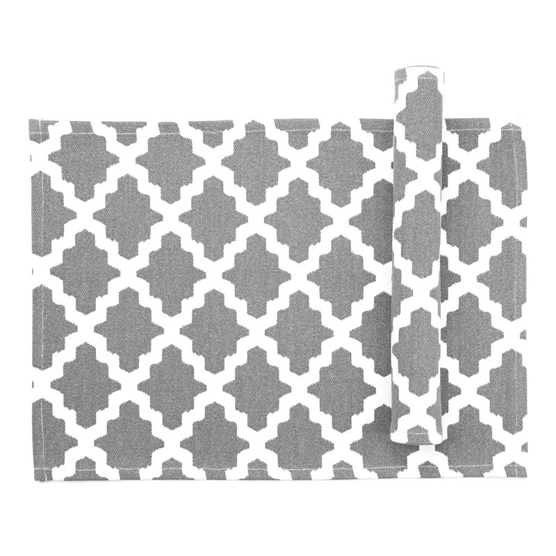 Wilhoit Cotton Geometric Rectangle Placemat, Grey