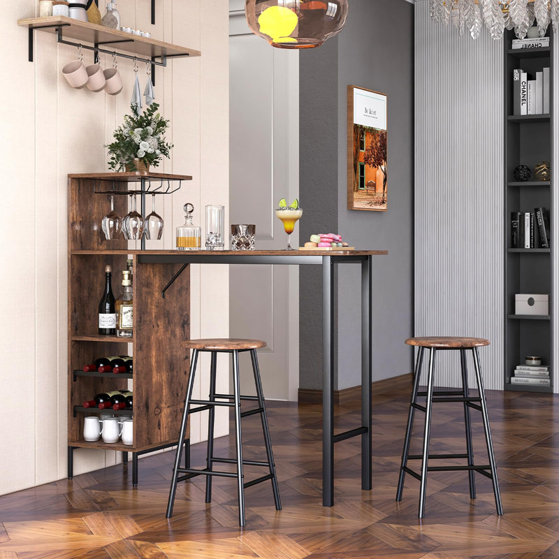 40cm Bar Set, Rustic Brown/Black