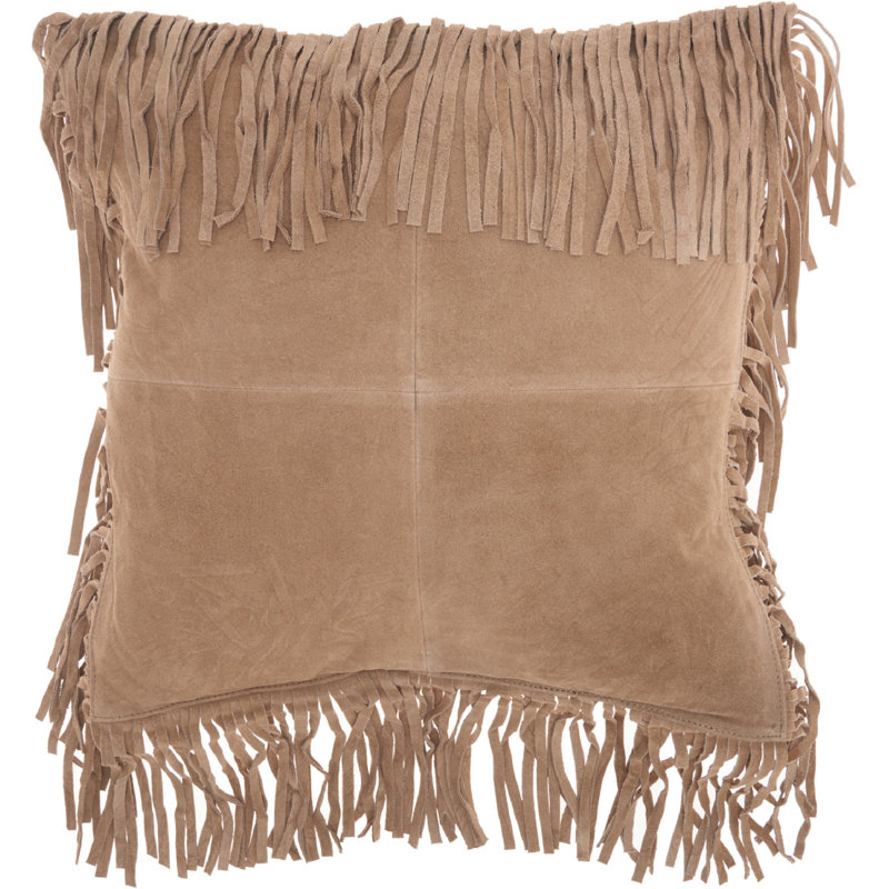  Leather Throw Pillow, Beige