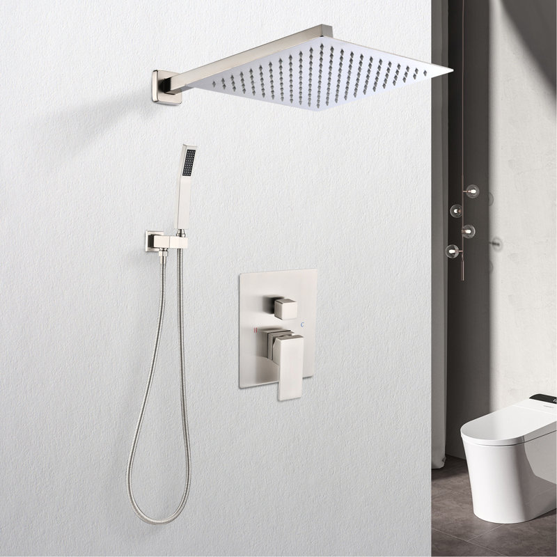 Pomme de douche murale 12 po - pluie naturelle, fente de trou de vidange autonettoyante, tuyau standard américain conforme au système Accord, sortie, s'aligne avec