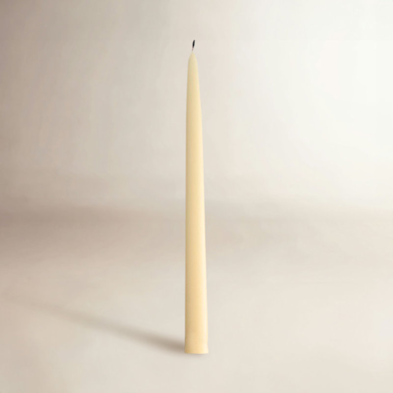 12 Piece Unscented Taper Candle Set, 12" H x 0.88" W x 0.88" D, Buttercream