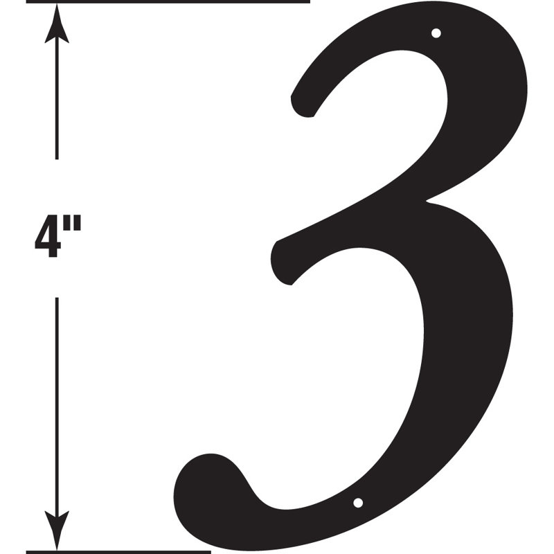Numéro de maison de 4 po Prime-Line, moulé sous pression, finition noire, 3