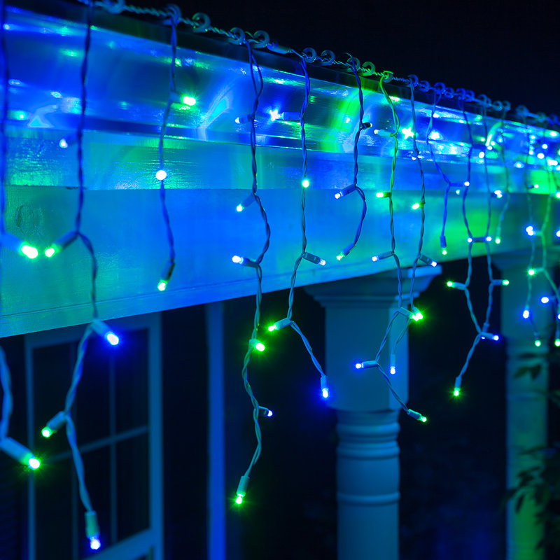 LED Icicle Lights, Blue/Green