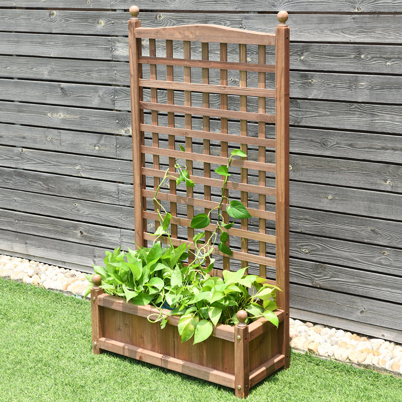 Georgia-May Wood Planter Box with Trellis, 48" H x 25" W x 11" D