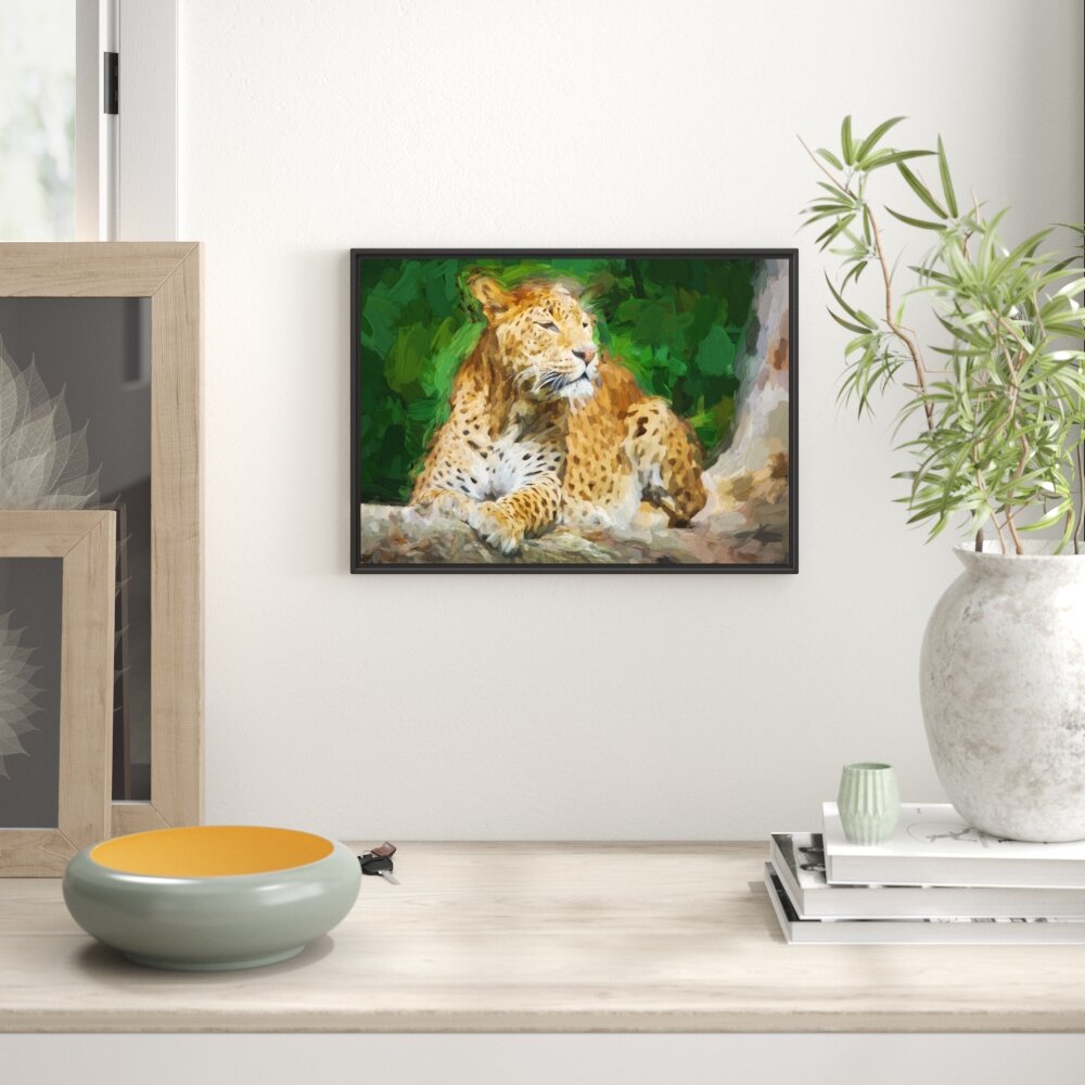 Gerahmtes Wandbild Leopard in der Natur