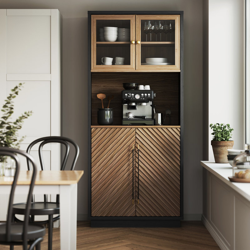 Grand garde-manger avec tablettes réglables (noyer brun)
