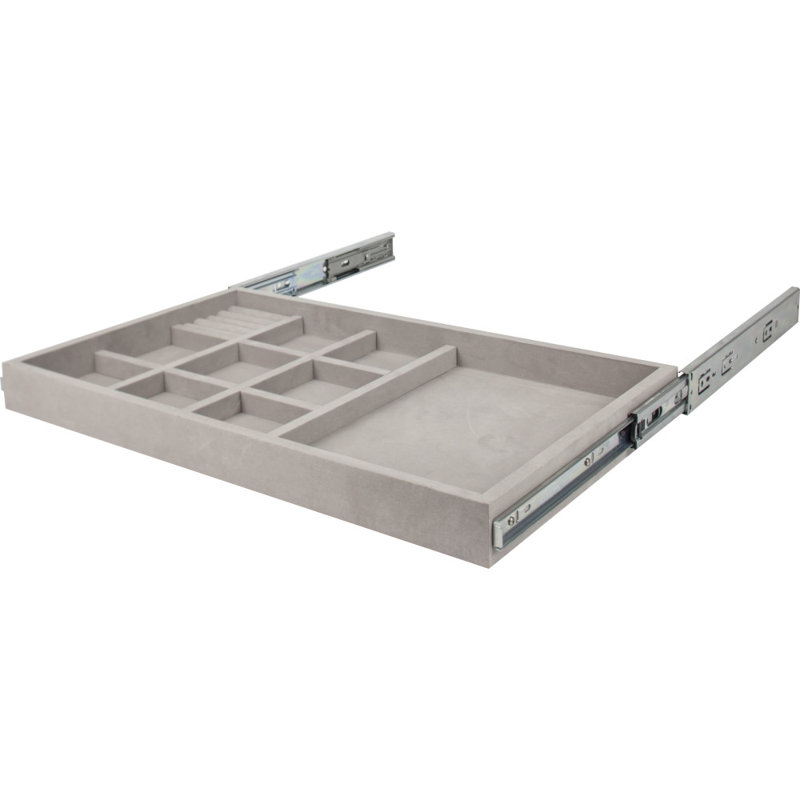 10 Compartment Felt  Jewelry Organizer with Ring Insert Drawer Kit, Gray