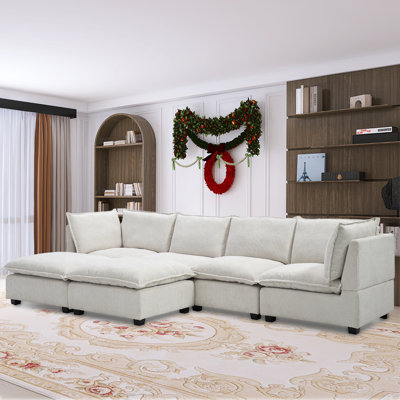 Balendin U-shaped modular sofa, occasional sofa with footrest, feather duvet, modual. by Latitude Run