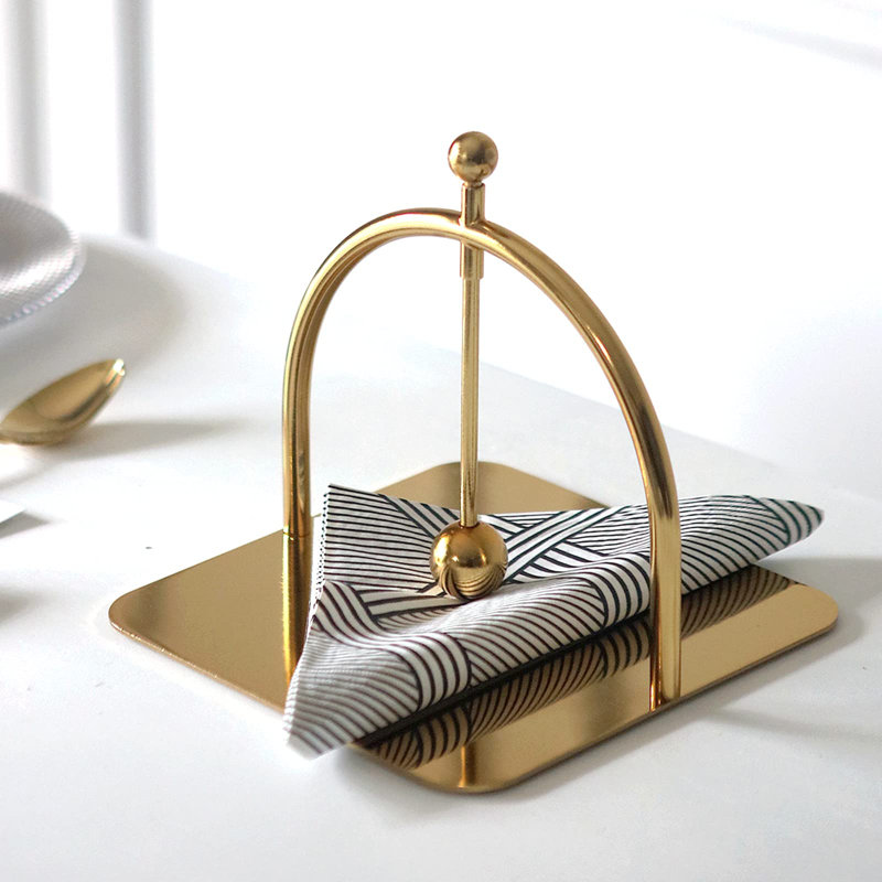 Gold Alloy Modern Napkin Holder for Dining Table