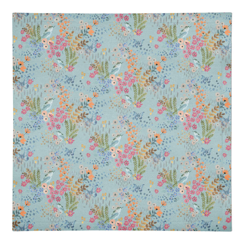 Eirys Cotton Floral Square Napkin, Blue/Pink
