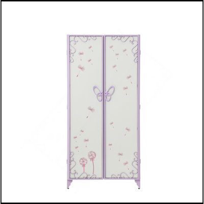 Garde-robe en cuir synthétique blanc et clair mauve