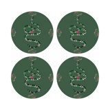 Thistle And Snake Vegan Leather Round Pebble Placemat