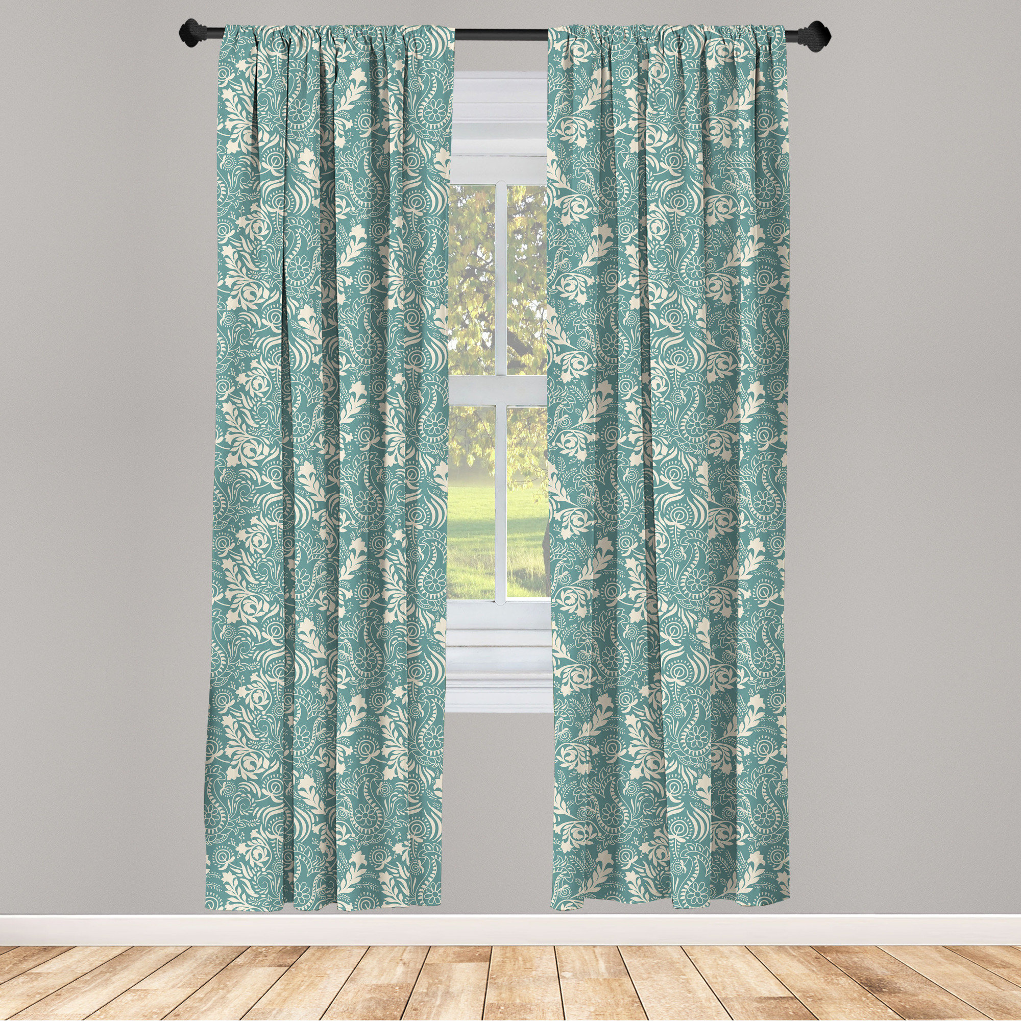 East Urban Home Floral Semi-Sheer Rod Pocket Curtain Panels | Wayfair