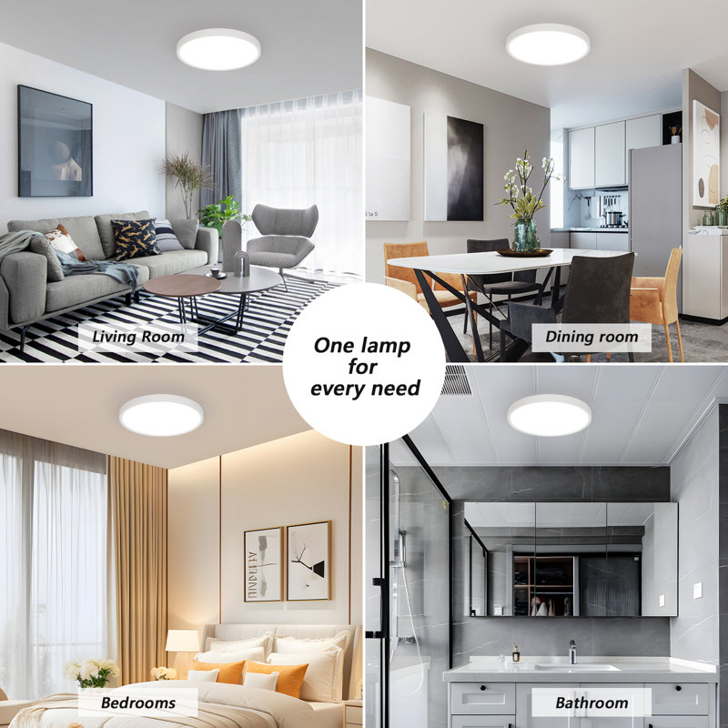 30Cm White Ultra Slim Dimmable LED Flush Mount Ceiling Light With Remote