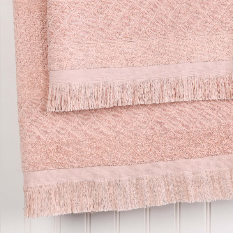 Ensemble de serviettes en coton 3 pièces Blue Nile Mills, Rose, Ensemble 3 serviettes de bain