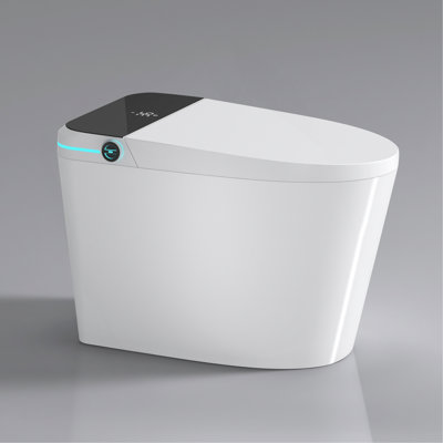Modern Smart Toilet With Bidet Seat Built-In, Intelligent Toilet  Auto Open/Close Seat, Foot Sensor, LED Display,Night Light, Warm Water & Dryer,White