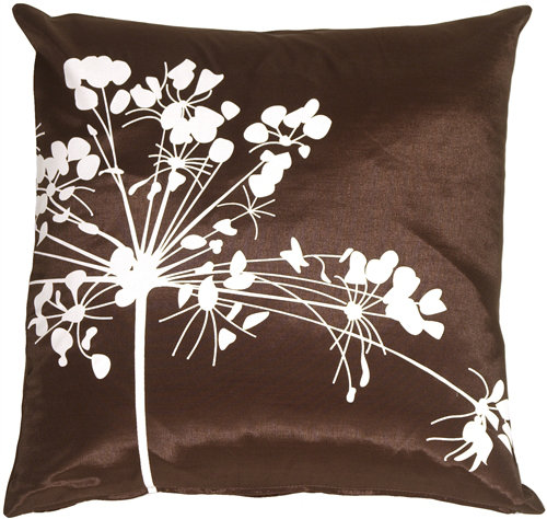 Coussin décoratif fleur Carlea, Brun / Blanc