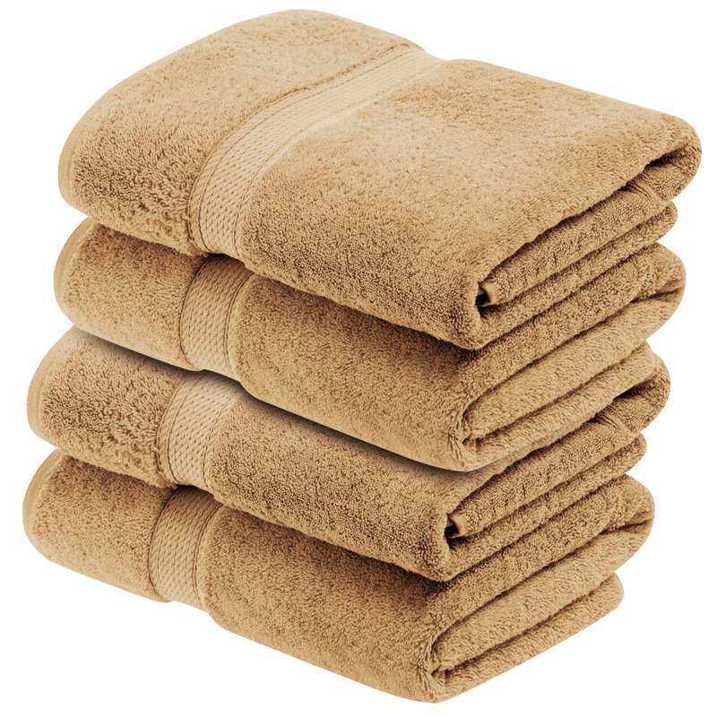 Donlad Certified Certified Egyptian Cotton 800 GSM Heavyweight Plush Solid Luxury Bath Towel, Toast
