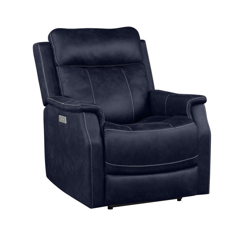 Frankenmuth Upholstered Power Recliner, Ocean Blue 100% Polyester