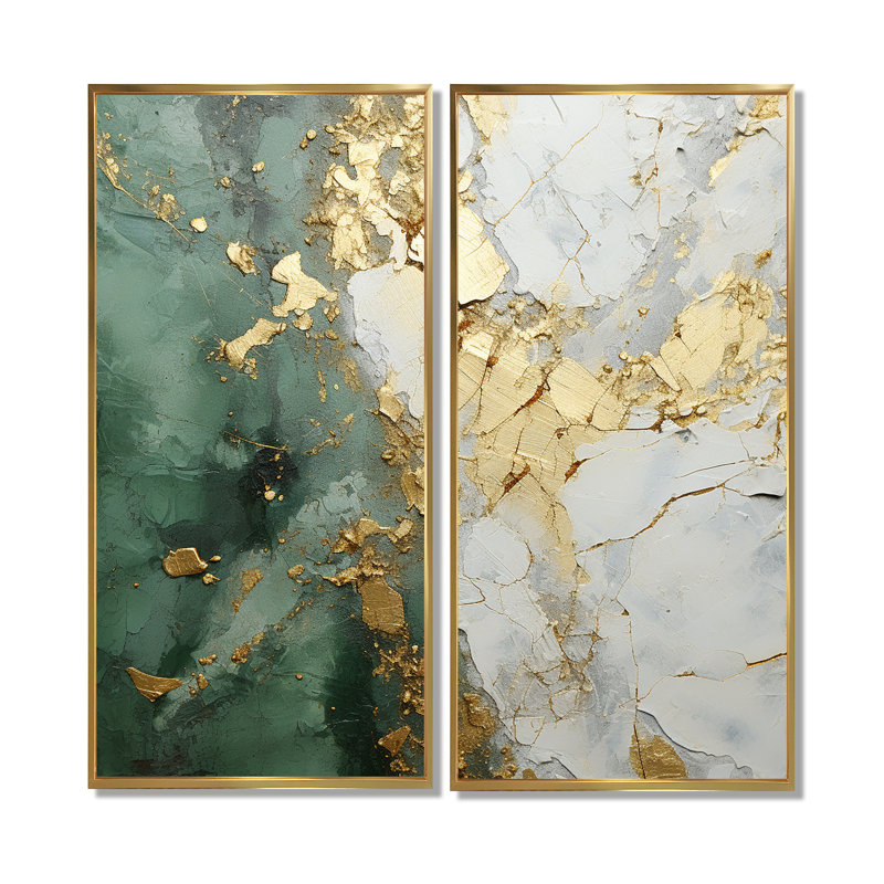 Delaney - Abstract Painting Wall Art, Floater Framed Print, 40" H x 40" W, Gold