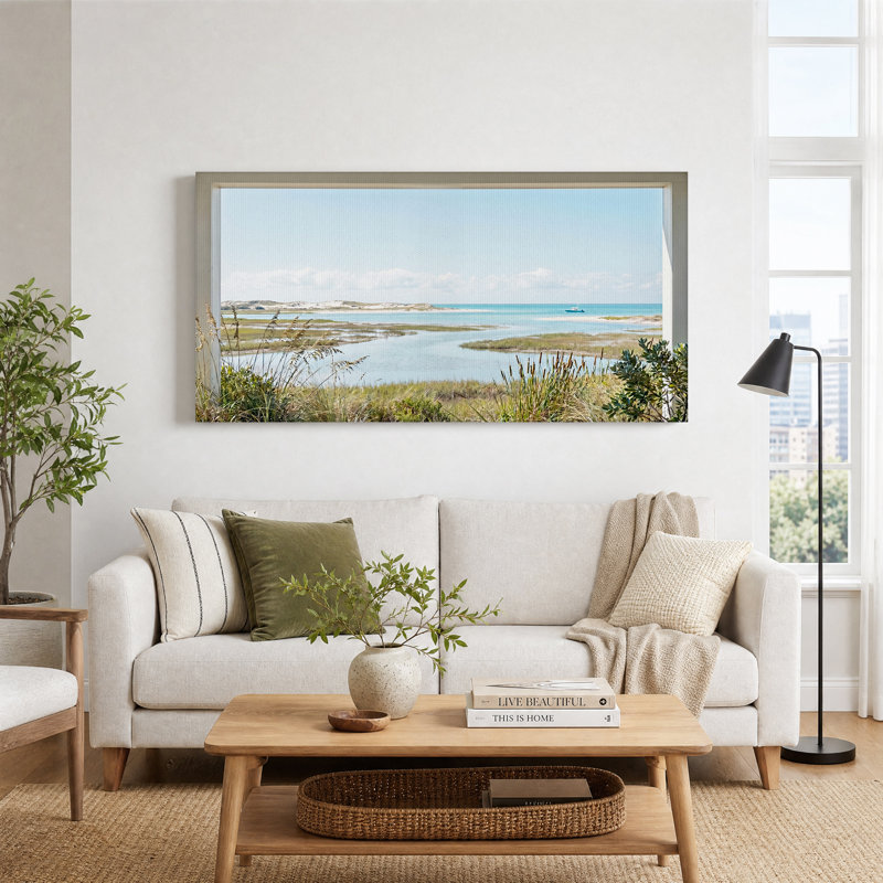 «Coastal Dunes and Turquoise Water», art mural, L 40 po x H 20 po