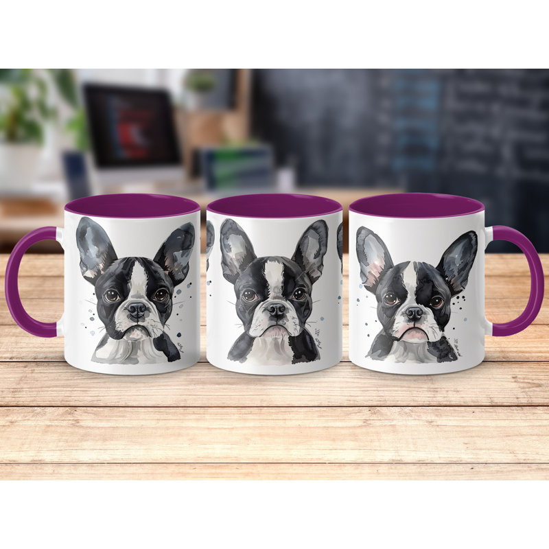 11oz Watercolour Boston Terrier Design Coffee Mug, 1