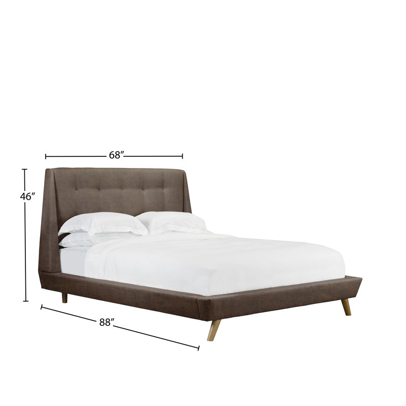 Lit plateforme en tissu d’ameublement Browder, Double, Espresso