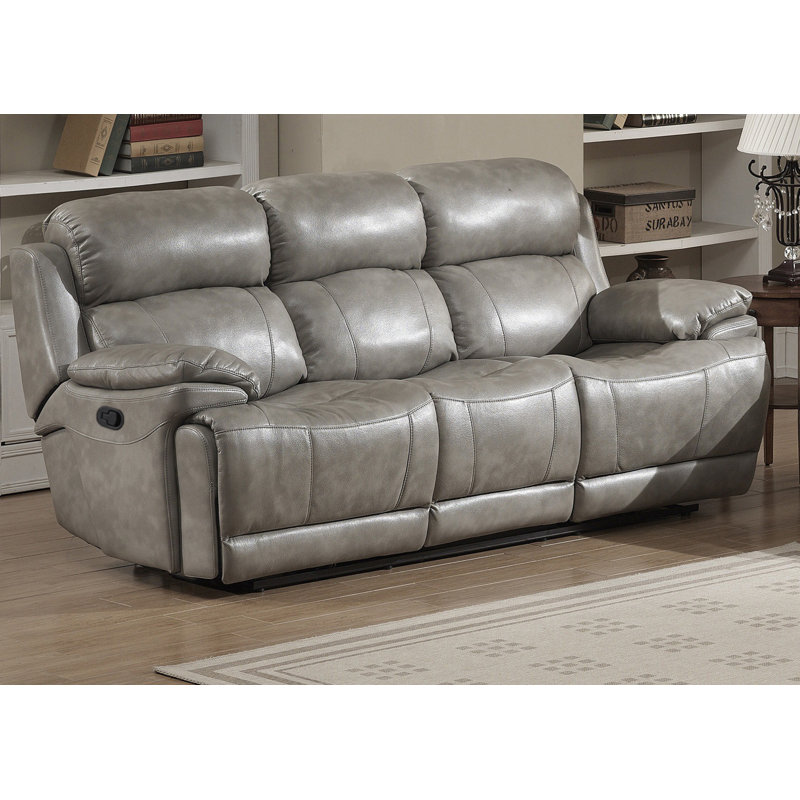 Kunkel 87'' Faux Leather Reclining Sofa, Power