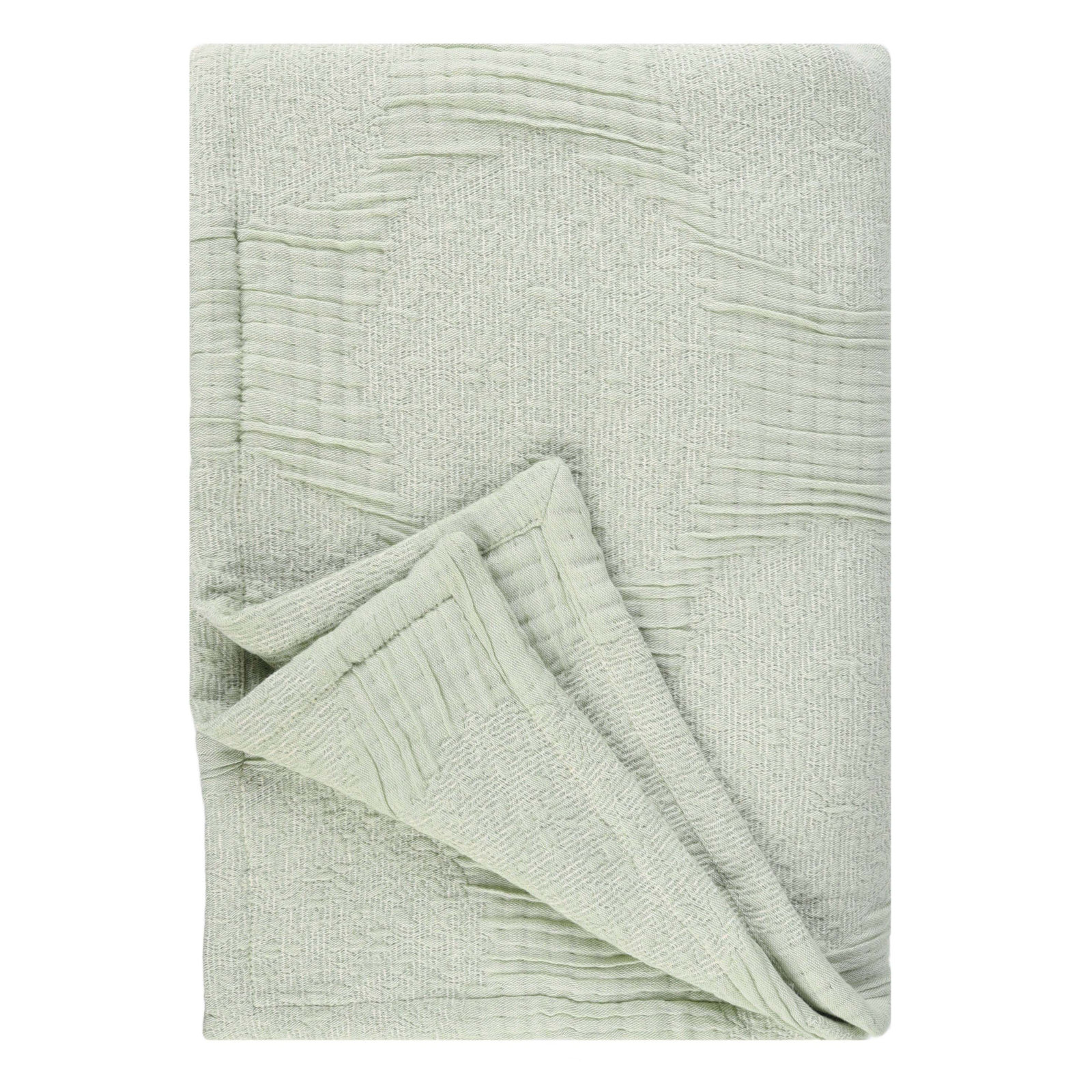 Cotton Coverlet Set, Throw Coverlet, Sage