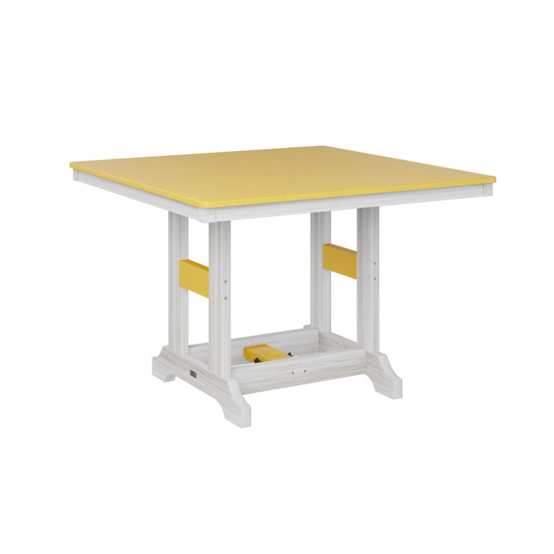 Garden Classic Outdoor Square Bar Table, Sunburst Yellow, Seashell