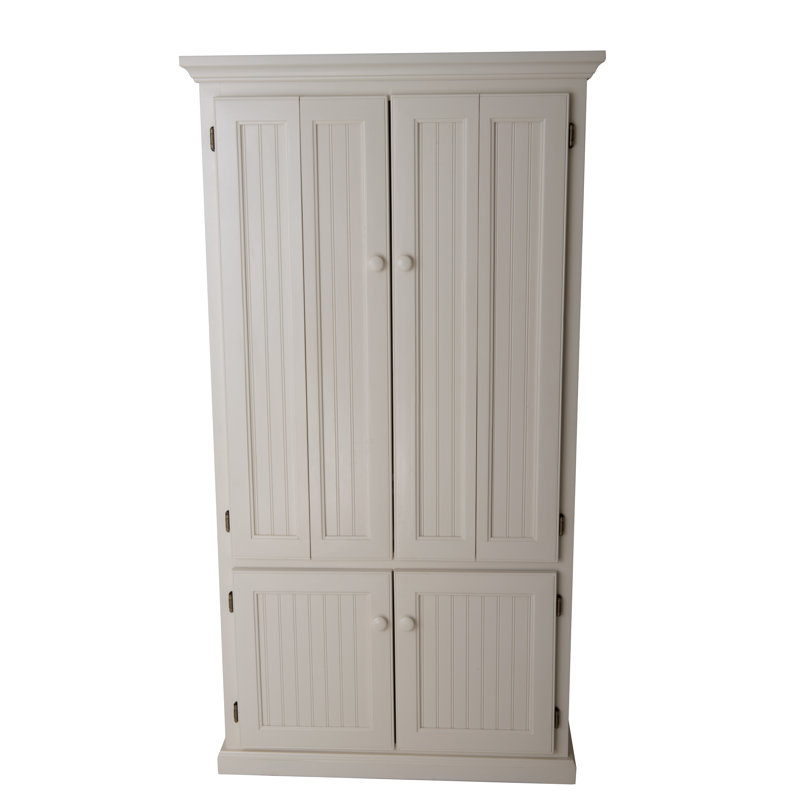 Neasa Solid Wood Base Armoire Desk, Soft White