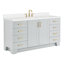 Meuble-lavabo simple en bois massif gris Freitas de 67 po avec comptoir en quartz blanc pur de 1,5 po, évier central ovale-889127248-913547415-913547408