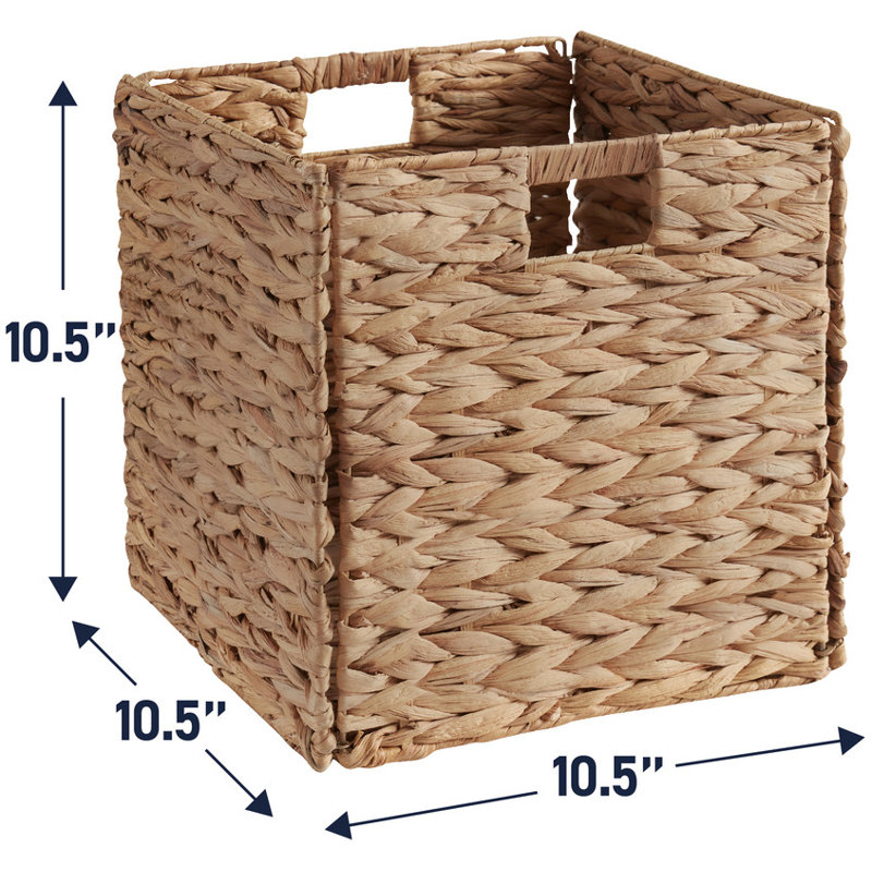 Panier de rangement en osier pliable Cornetta Water Hyacinth , H 10,5 po x l 10,5 po x P 10,5 po