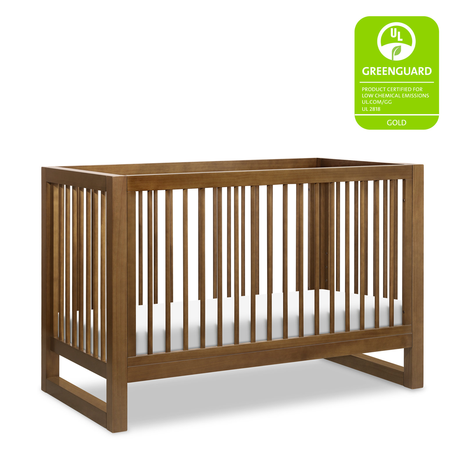 Nantucket Greenguard Gold Certified 3 -in-1 Convertible Crib, Natural Walnut