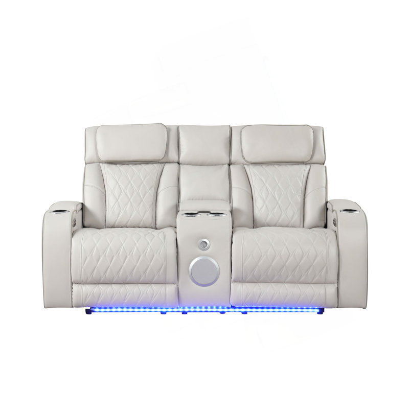 Causeuse inclinable de style moderne Fortuner en bois avec fonction de massage incluse, Beige