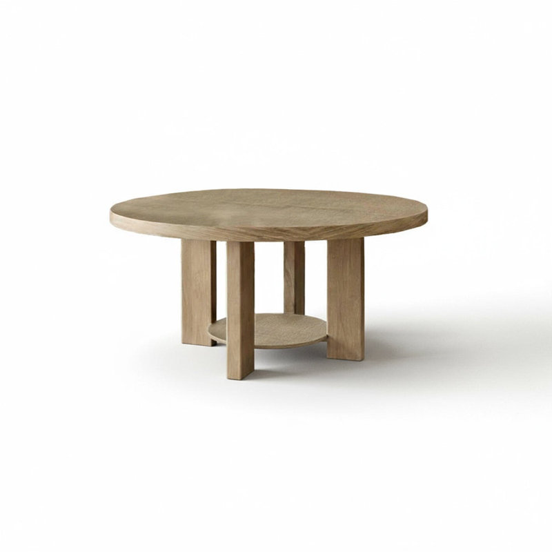 Whitewash Oak Round Dining Table, 75cm H x 160cm W x 160cm D