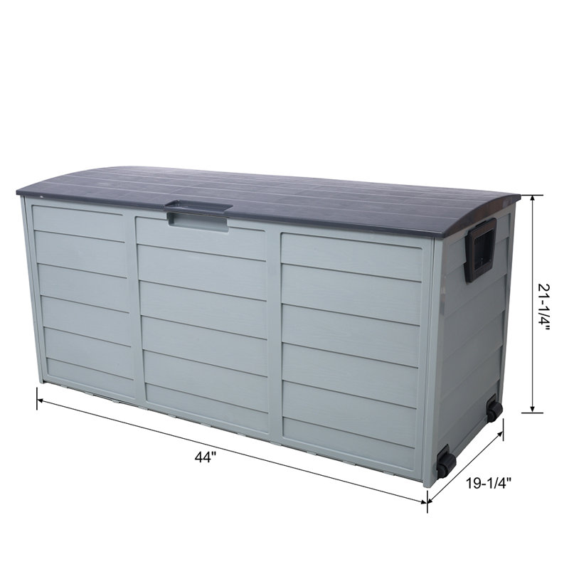 All Weather Uv Pool Deck Box Storage Shed Bin Backyard Patio Outdoor W/ Wheel,75 Gallon Resin Deck Box-Organization