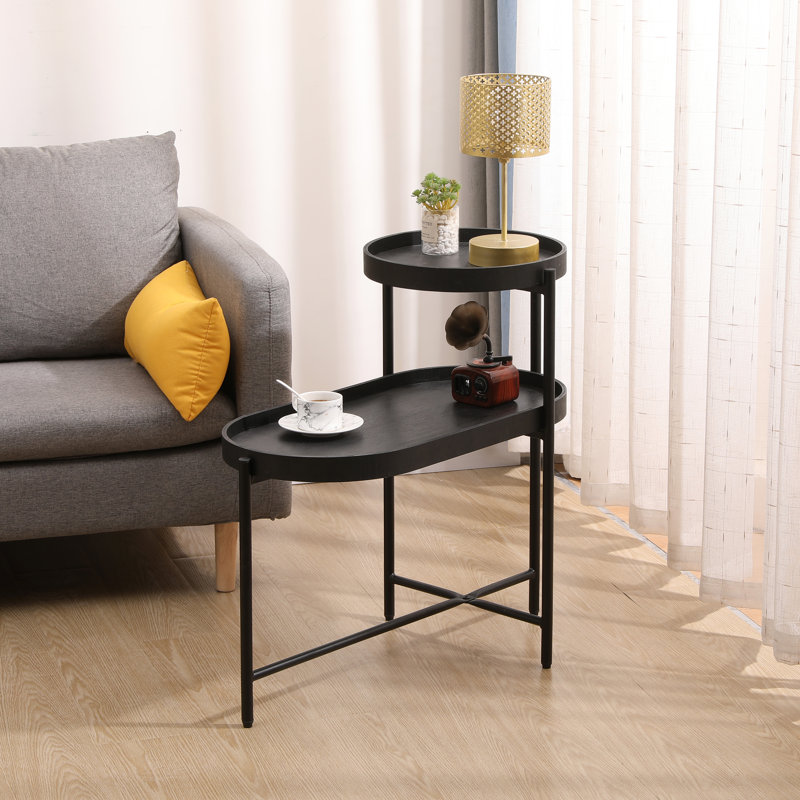 Gassan End Table, Black, 27.75" H x 27.55" W x 13.66" D