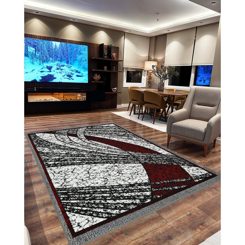 Tapis contemporain moderne abstrait 5X7 pour salon chambre à coucher