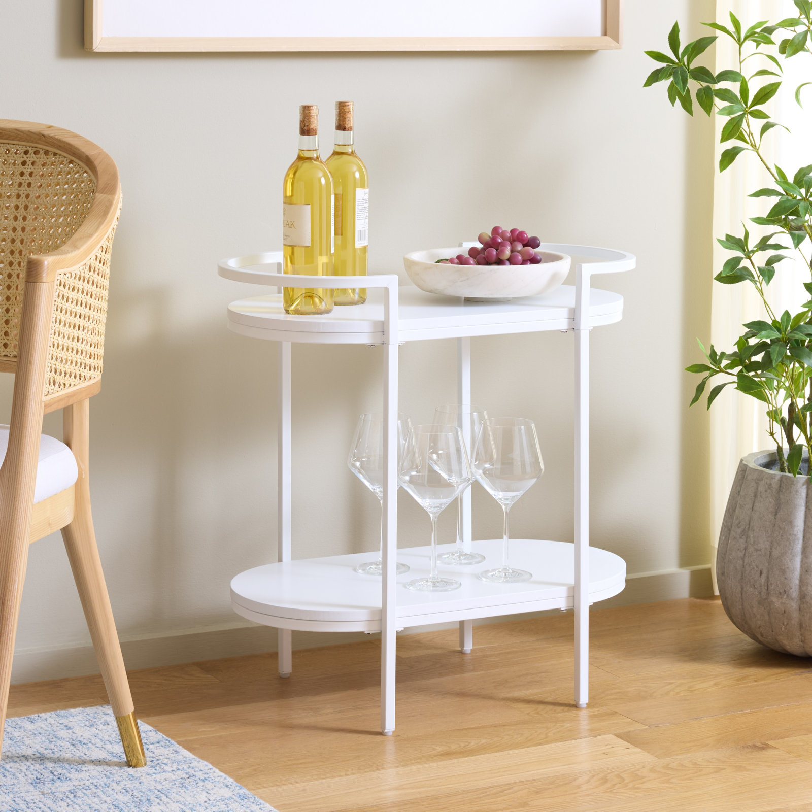 Staccato Metal Bar Cart, White