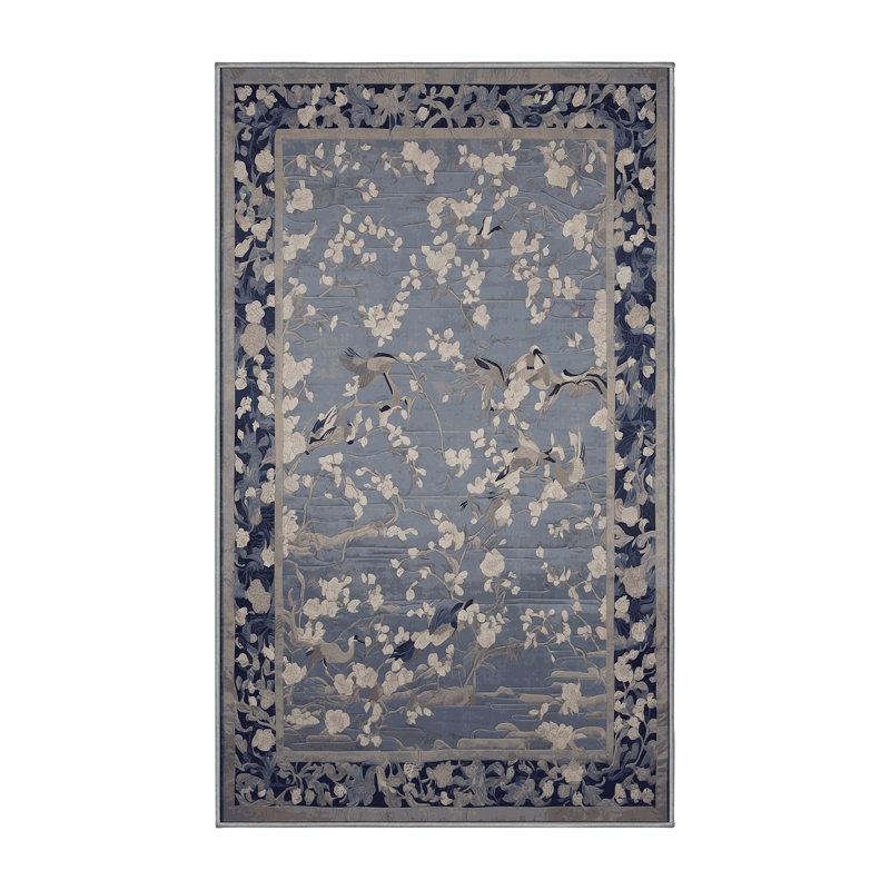 Tapis gris soyeux et moelleux, Rectangle 6 pi x 9 pi