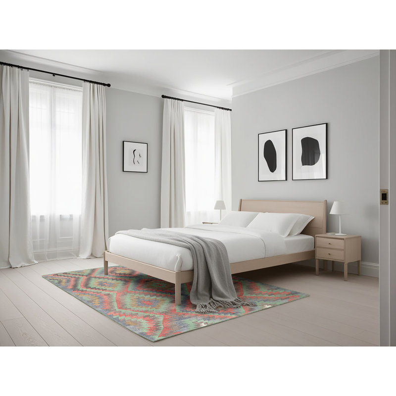 Tapis brun/gris/vert clair contemporain, Rectangle 5 pi x 7 pi