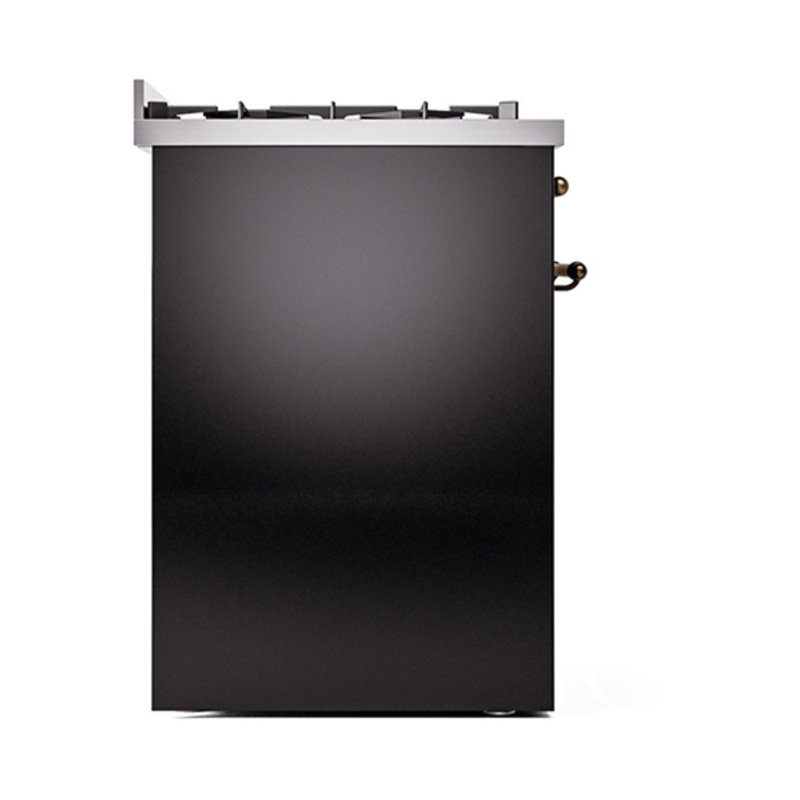 ILVE Nostalgie II Noblesse 30 in Dual Fuel Range, Glossy Black/Bronze, Natural Gas