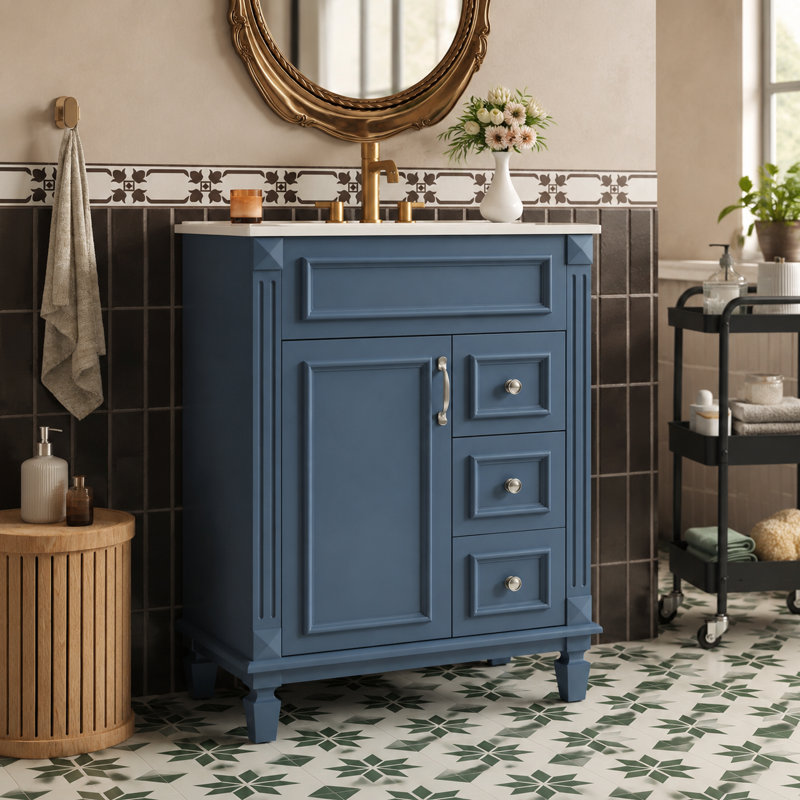 Quincaillerie de salle de bain autoportante à panneau surélevé blanc Dusty